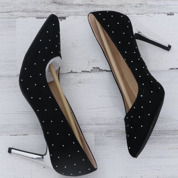 Adrienne Vittadini Studded Stiletto Pump Black Silver - Picture 8 of 9